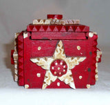 2001 Tim Strawser Carved Wood Painted Primitive Folk Art Small Sliding Lid Box
