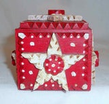 2001 Tim Strawser Carved Wood Painted Primitive Folk Art Small Sliding Lid Box