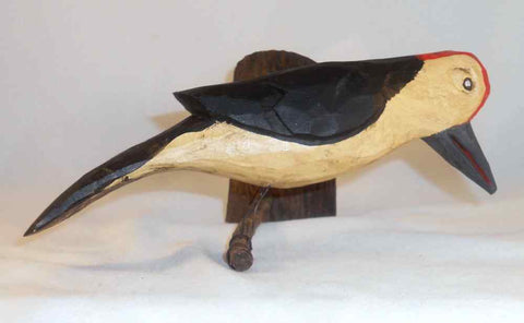 2013 Dan & Donna Strawser Wall Hanging Painted Carved Wood Perched Woodpecker