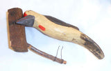 2013 Dan & Donna Strawser Wall Hanging Painted Carved Wood Perched Woodpecker