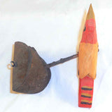 2008 Hand Carved Polychrome Painted Hanging Wooden Primitive Red Bird Perched on Branch By Daniel and Donna Strawser