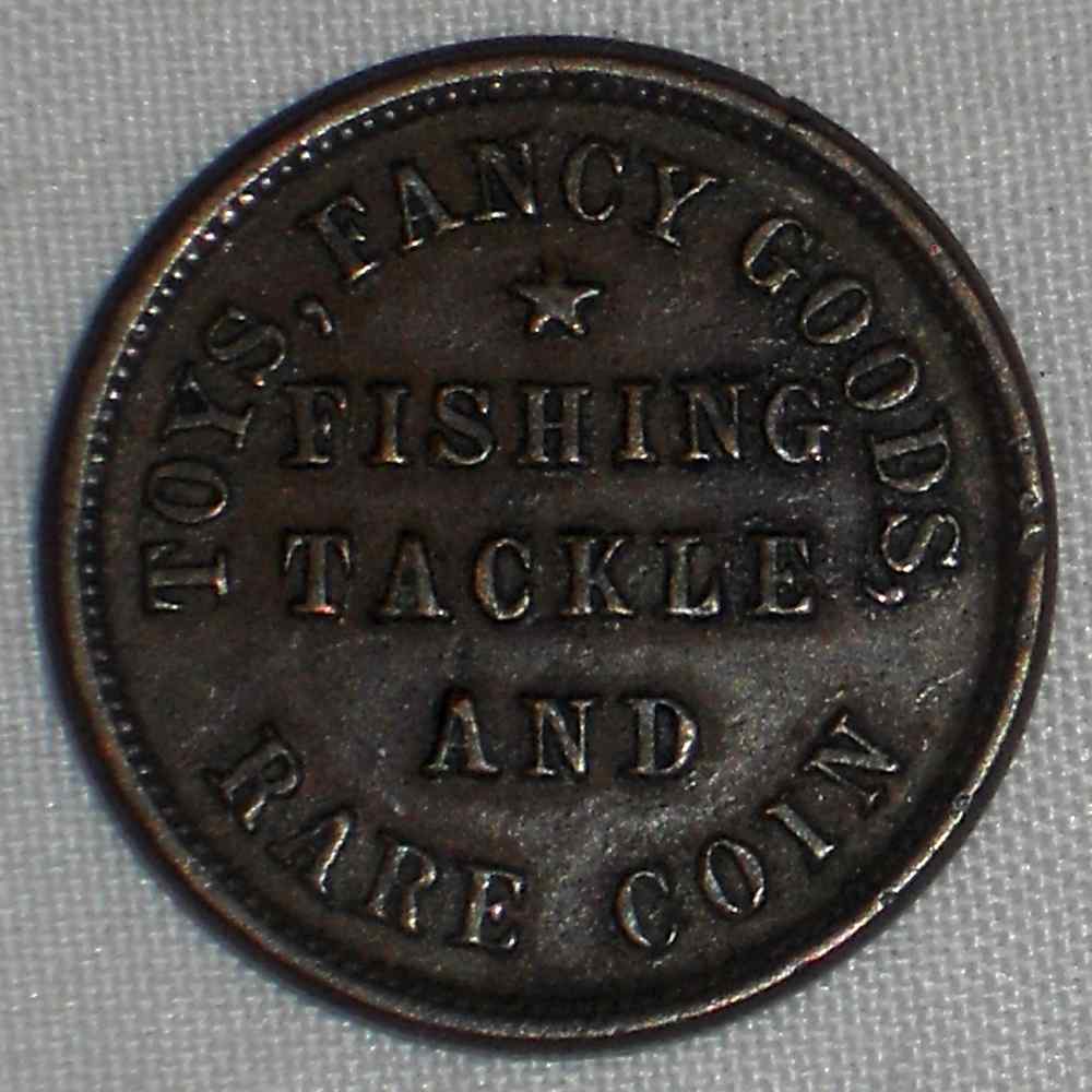 1863 Civil War Store Copper Token ML Marshall Oswego NY Fishing Tackle Rare  Coin