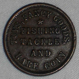 1863 Civil War Store Copper Token ML Marshall Oswego NY Fishing Tackle Rare Coin