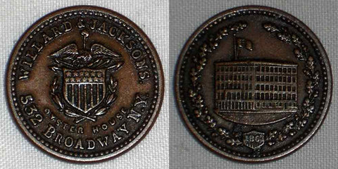 1863 Civil War Fuld 630CI-4a Token Willard & Jacksons Oyster House NYC R7 XF+