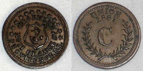 1863 Civil War Store Token Fuld-700C-3a Charnley 11 Orange Street Providence RI