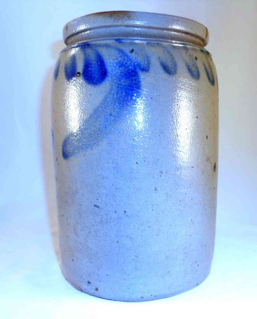 Stoneware Crock with Cobalt Blue Bands and Lid – The Standing Rabbit