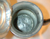 Antique American Made Pewter Teapot Painted Metal Handle Goose Neck Spout