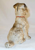 Antique Hubley Cast Iron Dog Still Penny Bank Wirehair Terrier in Red collar