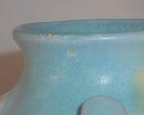 Nice 1930s Roseville Art Pottery Blue Thorn Apple Vase w/ Two Handles 808-4"