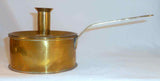 Antique Brass Candlestick Holder With Tinder Box Base and Flat Handle