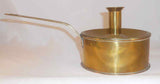 Antique Brass Candlestick Holder With Tinder Box Base and Flat Handle