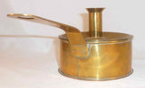 Antique Brass Candlestick Holder With Tinder Box Base and Flat Handle