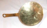 Antique Brass Candlestick Holder With Tinder Box Base and Flat Handle