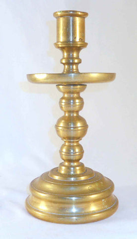 Antique Thick and Heavy Brass Continental Bell Metal Candlestick Holder