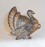 Antique Figural Cast Iron Silver Colored Still Penny Bank Small Turkey Standing