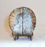Antique Figural Cast Iron Silver Colored Still Penny Bank Small Turkey Standing