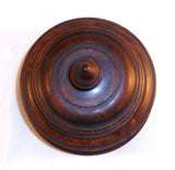 Antique Dark Brown Turned Hardwood Round Dresser Box Lift-off Lid Acorn Finial