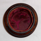 Antique Dark Brown Turned Hardwood Round Dresser Box Lift-off Lid Acorn Finial