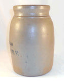 Antique Stoneware Tall Jar Salt Glazed Blue Letters A.P. Donaghho Parkersburg WV