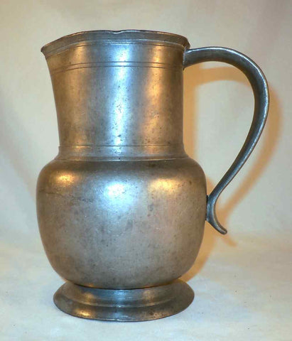 Antique 18th Century French Pewter Water Jug or Pitcher Spout and Applied Handle