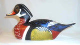 Beautiful and Colorful Wood Duck Drake Carved and Painted Wood Figurine or Decoy