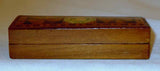 Antique Victorian English Wood 3-Compartments Stamp Box Marquetry Decoration