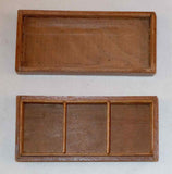 Antique Victorian English Wood 3-Compartments Stamp Box Marquetry Decoration