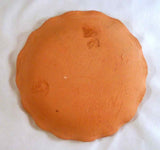 1983 Oley Valley PA Small Redware Dish Sgraffito Bird Tulips Design G. Yoder