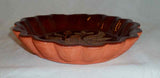 1982 Oley Valley PA Scalloped Redware Plate Sgraffito Bird Tulips Design Youder