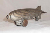 Rare Antique Cast Iron Still Penny Bank Graf Zeppelin Pull Toy on Wheels