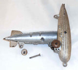 Rare Antique Cast Iron Still Penny Bank Graf Zeppelin Pull Toy on Wheels
