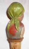 3 Figural Bottle Stoppers or Corks 2 Men Wearing Hats Woman Wearing Head Scarf