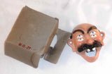 Old Painted Cast Iron Bottle Opener Man W/ Four Eyes, Mustache, & Open Mouth MIB