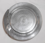Early 1800s Antique Ashbil Griswold Round Pewter Soap Box Mirror in Hinged Lid