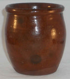 Antique Primitive Manganese Glazed Redware Apple Butter Crock Southeastern PA