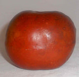 Antique Painted Redware Apple Form Still Coin Bank with Large Vertical Coin Slot