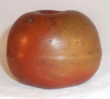 Antique Painted Redware Apple Form Still Coin Bank with Large Vertical Coin Slot