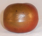 Antique Painted Redware Apple Form Still Coin Bank with Large Vertical Coin Slot