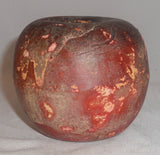 Antique Painted Redware Apple Form Still Coin Bank Large Coin Slot on Top