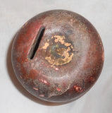 Antique Painted Redware Apple Form Still Coin Bank Large Coin Slot on Top