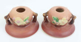 Beautiful Roseville Pottery Pair of Pink Apple Blossom Candlestick Holders 351