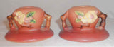 Beautiful Roseville Pottery Pair of Pink Apple Blossom Candlestick Holders 351