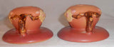 Beautiful Roseville Pottery Pair of Pink Apple Blossom Candlestick Holders 351