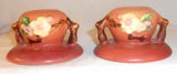 Beautiful Roseville Pottery Pair of Pink Apple Blossom Candlestick Holders 351