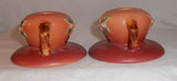 Beautiful Roseville Pottery Pair of Pink Apple Blossom Candlestick Holders 351