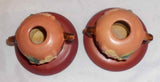 Beautiful Roseville Pottery Pair of Pink Apple Blossom Candlestick Holders 351