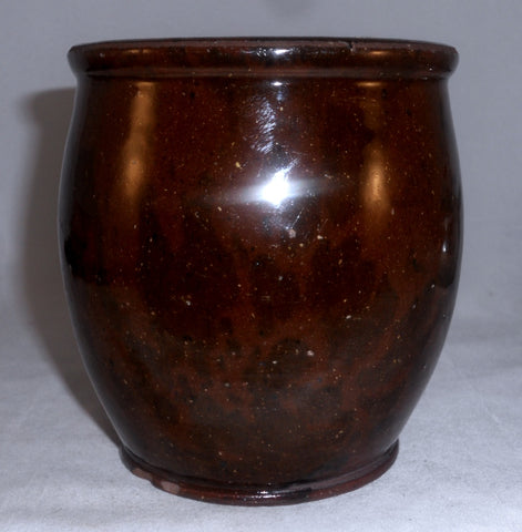 Antique Manganese & Lead Glazed Redware Apple Butter Crock or Storage Jar SE PA