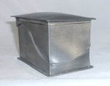 Arts & Crafts Rectangular Pewter Trinket Box Overlapping Curved Sides Lift Lid