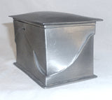 Arts & Crafts Rectangular Pewter Trinket Box Overlapping Curved Sides Lift Lid