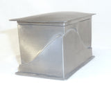 Arts & Crafts Rectangular Pewter Trinket Box Overlapping Curved Sides Lift Lid